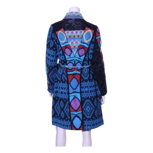Sandy Starkman Patchwork Crochet Brocade Duster Technicolor Jacket L - Picture 2 of 12